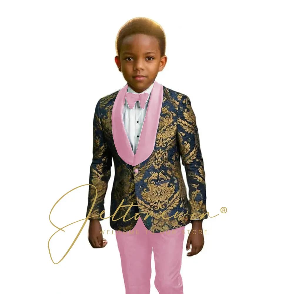 Navy Floral Boys Suit Set – 2 Pieces