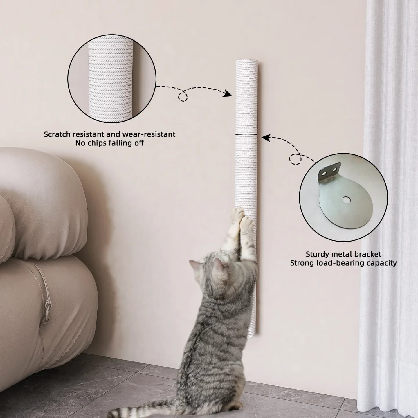 Wall Mounted Cat Climbing Ladder with Sisal Rope