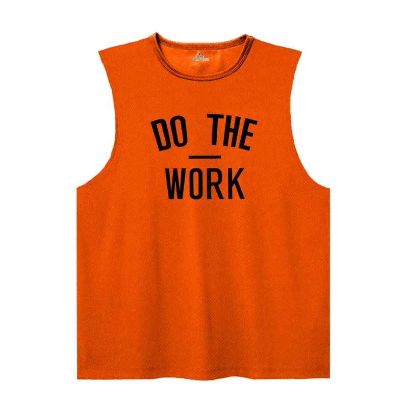 Men's Gym Clothing DO THE WORK Printed Sports Quick Dry Bodybuilding Shirts Casual Breathable Mesh O-neck Muscle Fitness Vests