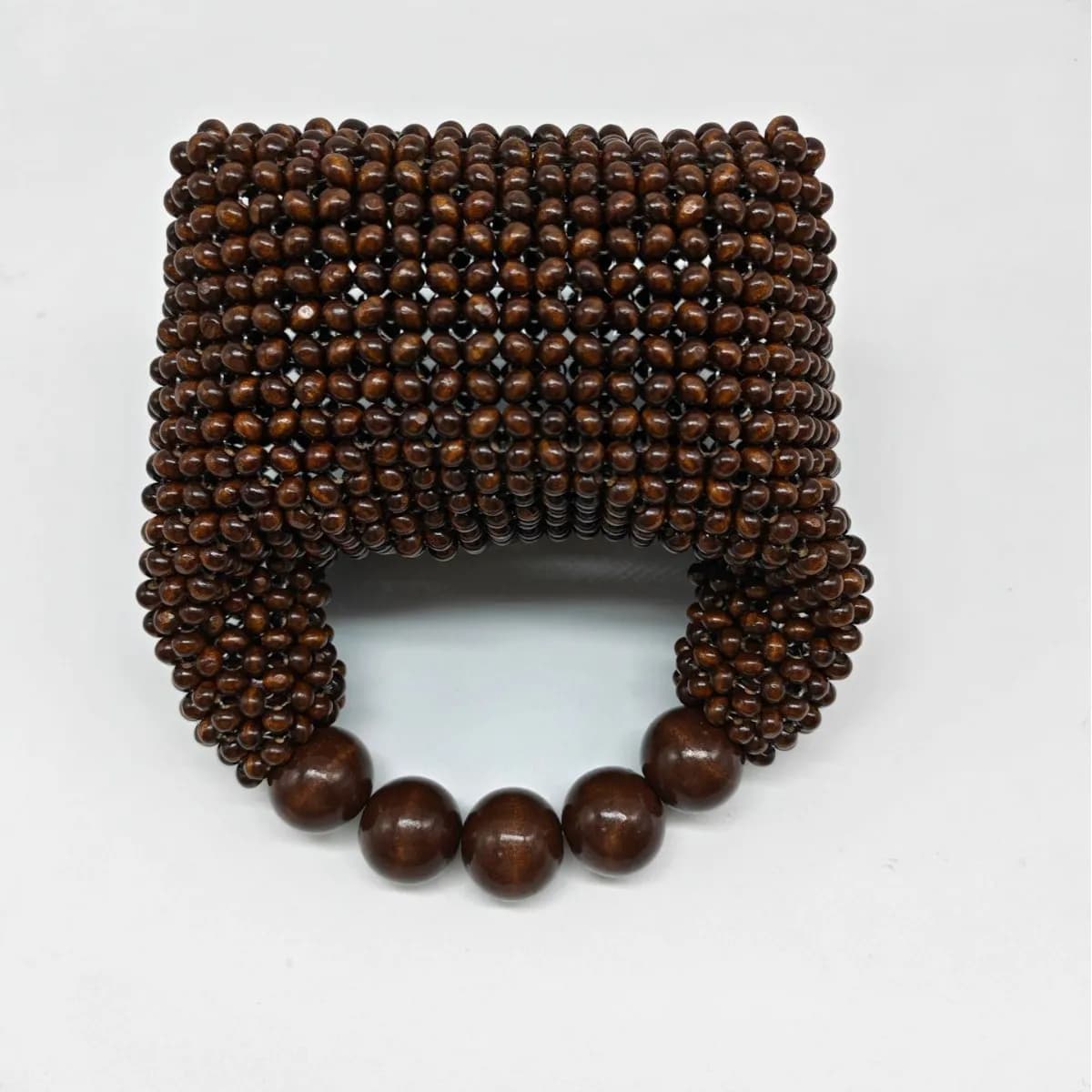 Handmade Beaded Handbag For Women Wooden Bead Bucket Bag Evening Bag Shoulder Bag Beaded Shoulder Bag Female Beach Bag