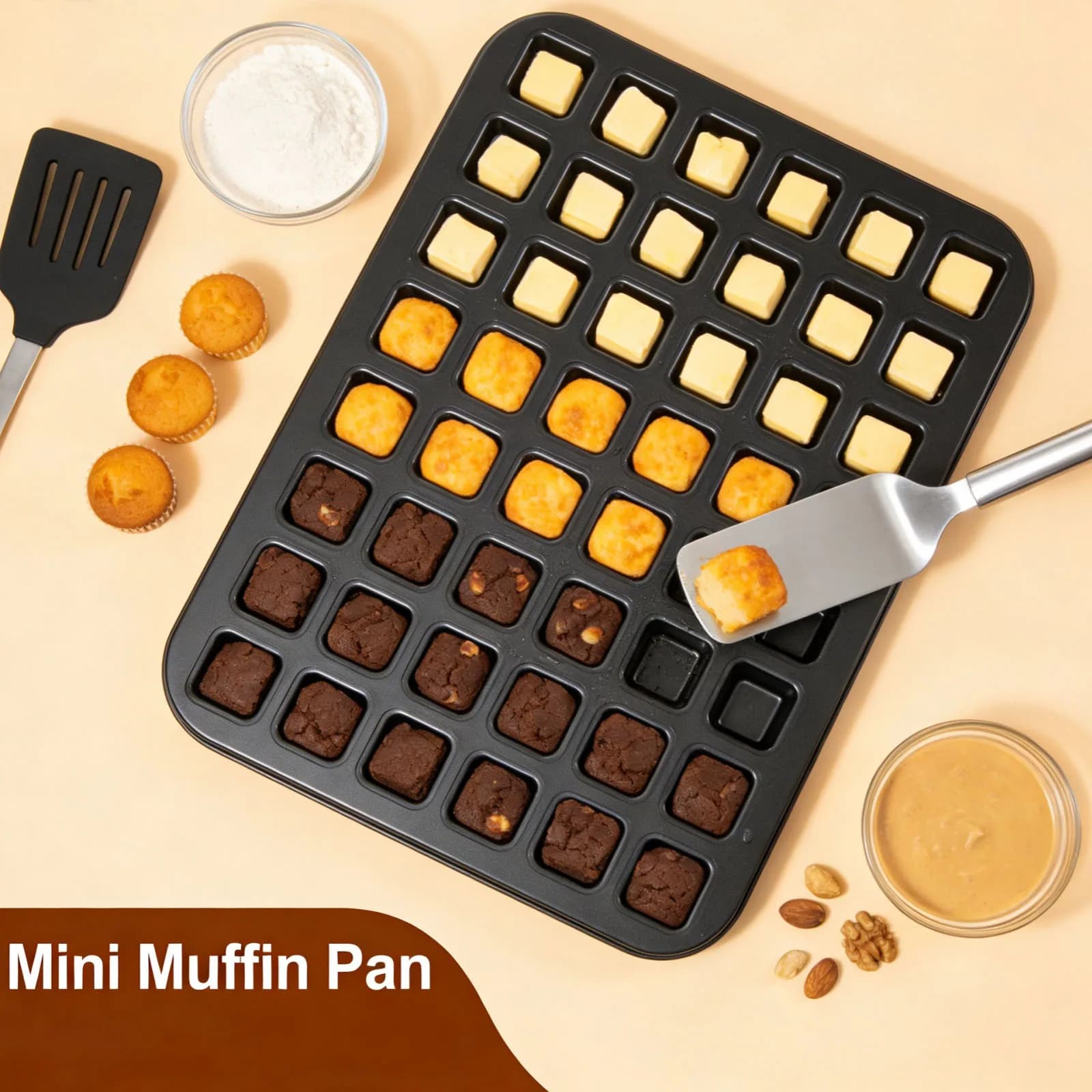 48 Cavity Mini Muffin Pan Carbon Steel Nonstick