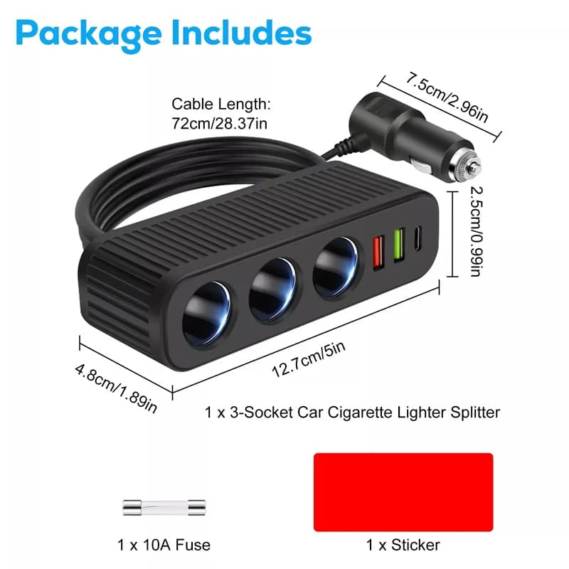 Car Charger For Phones 120W Plug And Play Charger Splitter Overcharge Protection Charger Adapter PD QC3.0 Car Charger