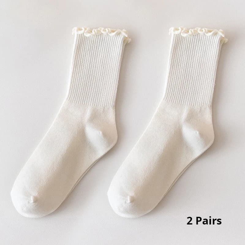 Women's Cotton Ruffle Mid-Calf Socks