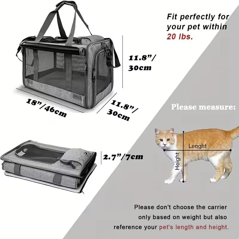 [Airline Approved Pet Carrier] Durable, Breathable Medium Cat And Small Dog Carrier