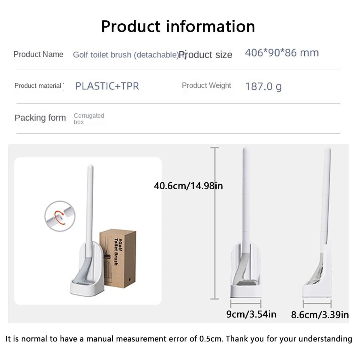 Wall-Mounted Toilet Brush with Quick-Drain Base