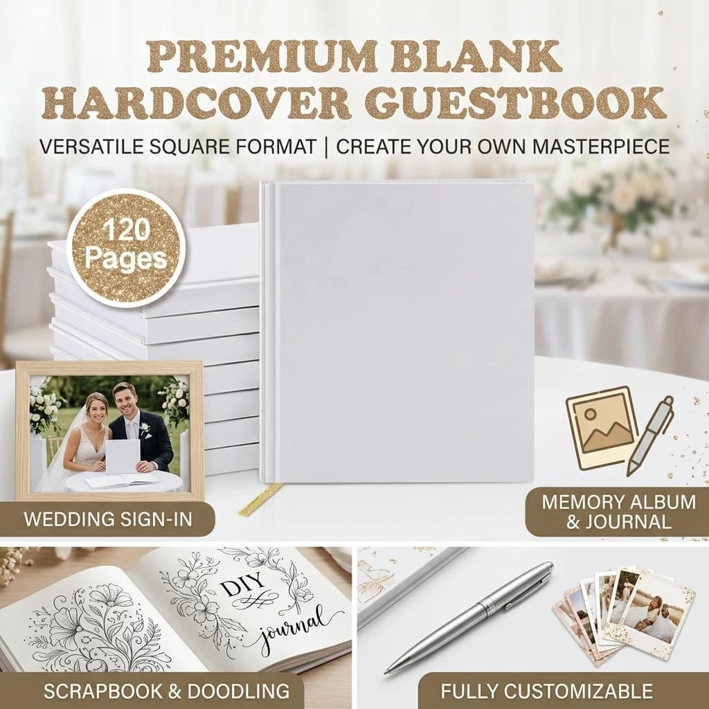 Hardcover Wedding Guest Book, 120 Pages