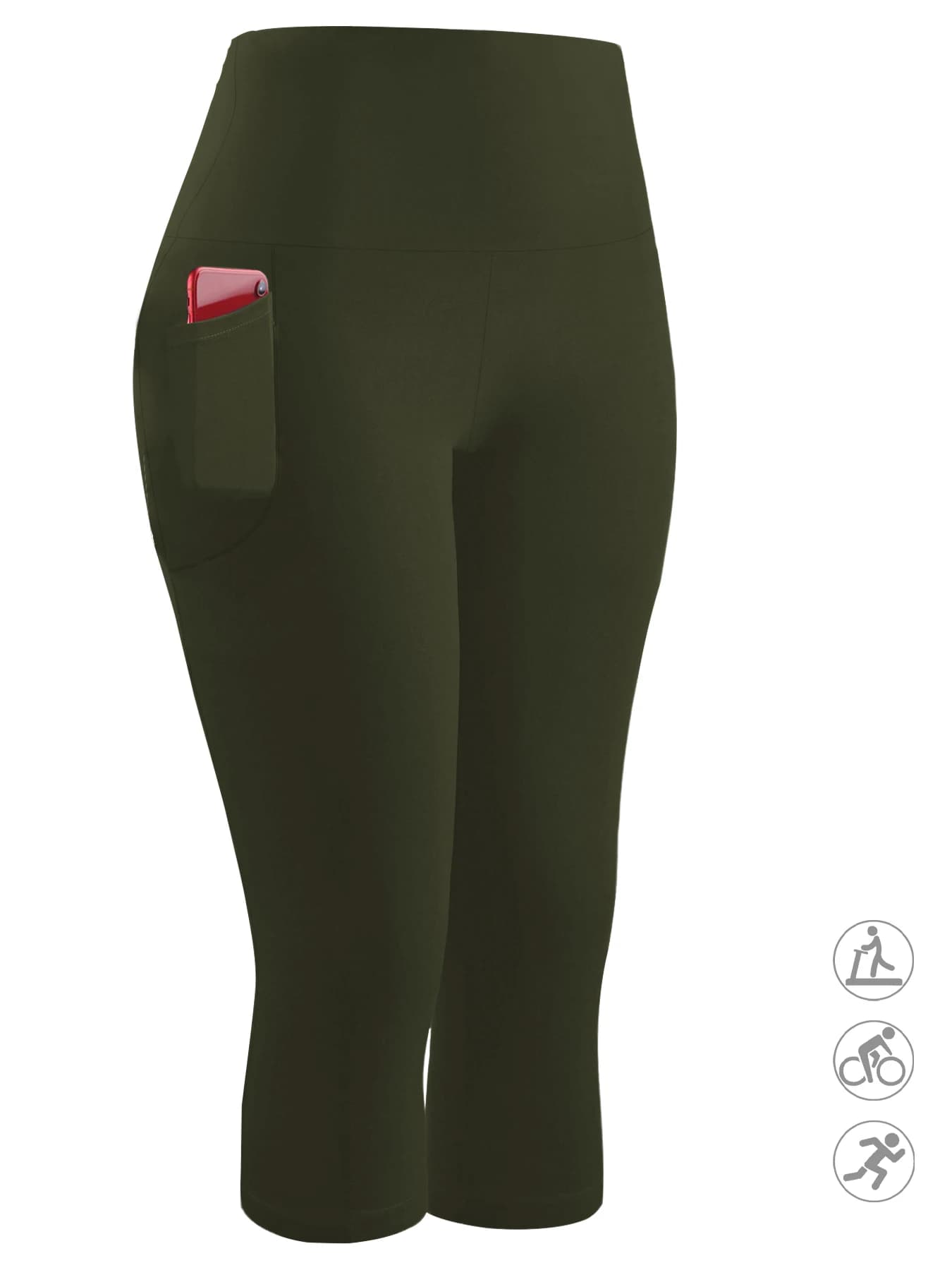 High-Waisted Workout Capri Pants with Pockets