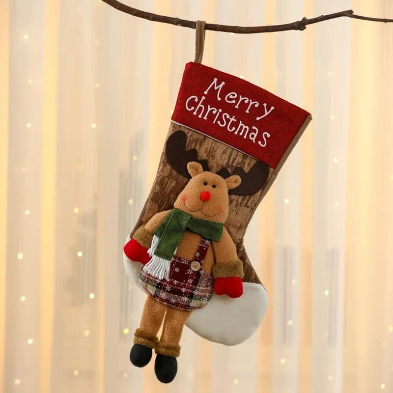Large Plaid Christmas Stockings Set