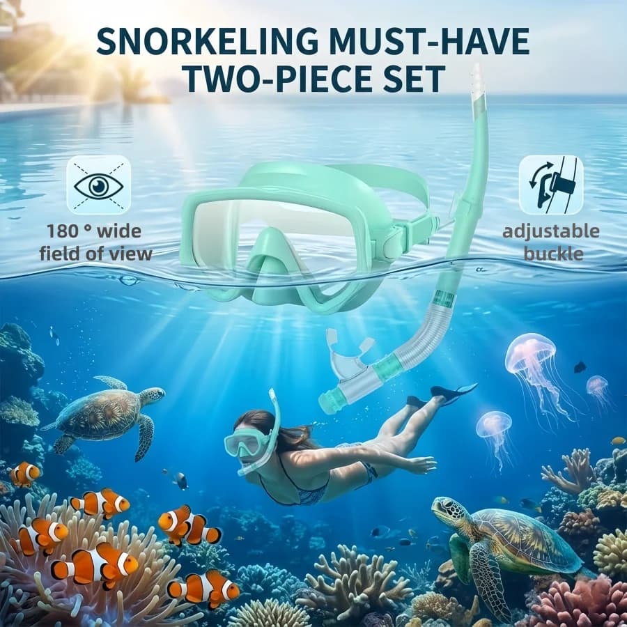 Panoramic Snorkel Set with Tempered Glass Mask