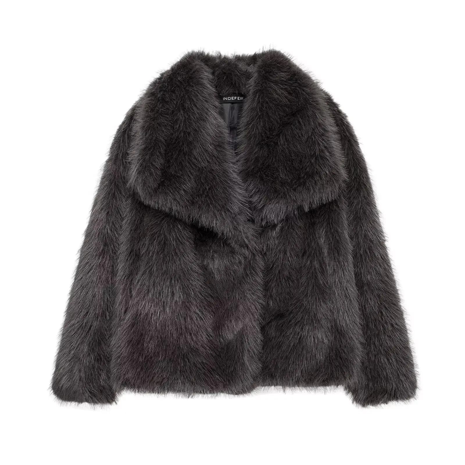 Women's Cropped Faux Fur Cardigan Coat