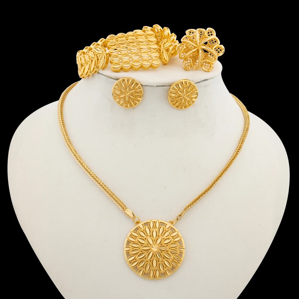 Jewelry Set for Party Pendant Necklace and Earrings with Bracelet Ring Set for Engagement Necklace Earrings