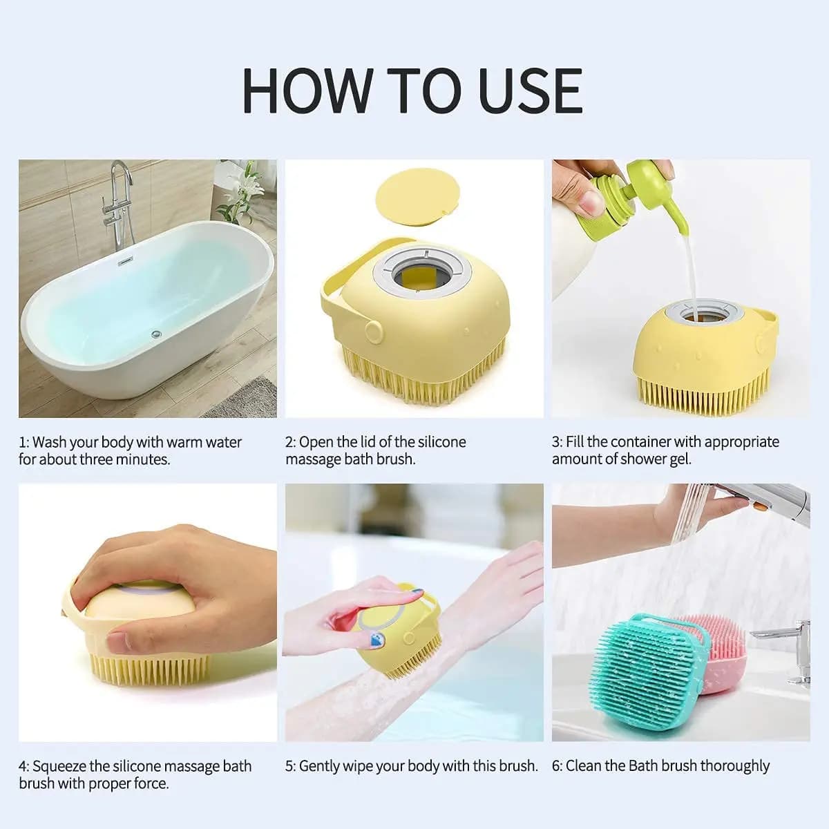 Pet Massage Brush Dog Bathing Brush Shampoo Dispenser Soft Silicone Brush Rubber Bristle for Dogs and Cats Shower Grooming Tool