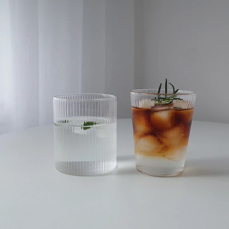 Ribbed Glass Drinking Cups
