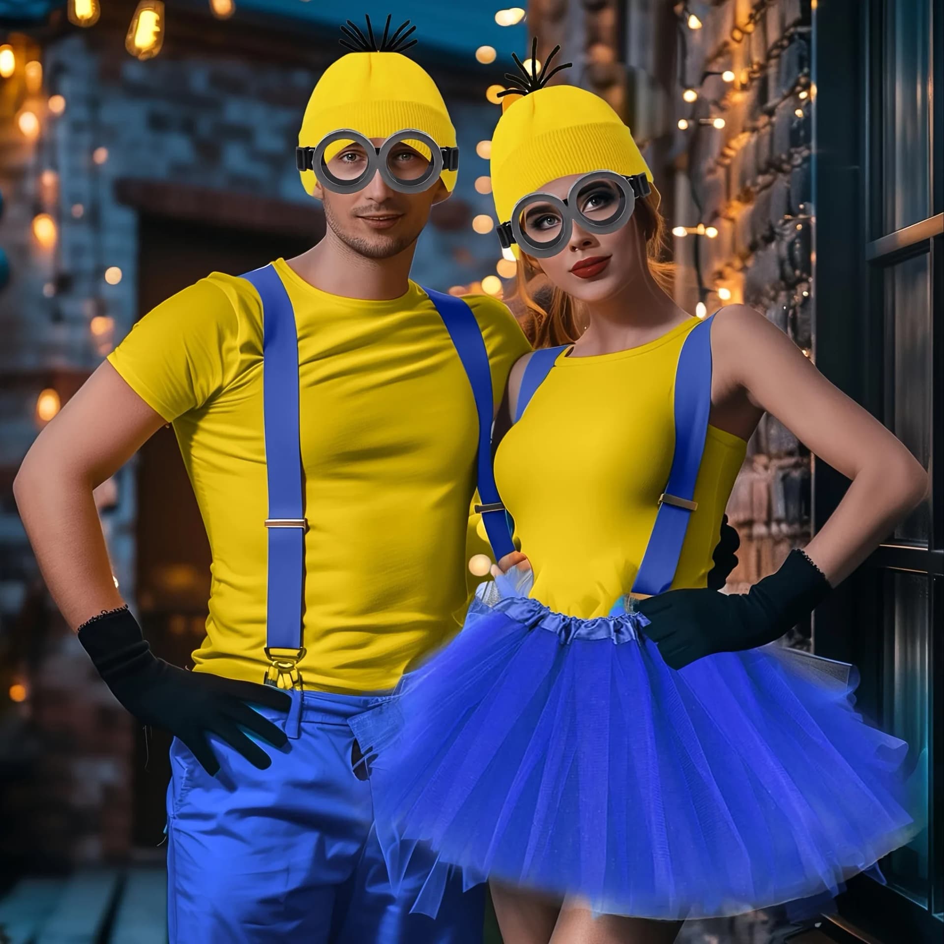 Halloween Costume for Adult Women Goggles Glasses/ Beanie Hats/Gloves/Tutu Skirt/Suspenders Accessories Cosplay Party Set