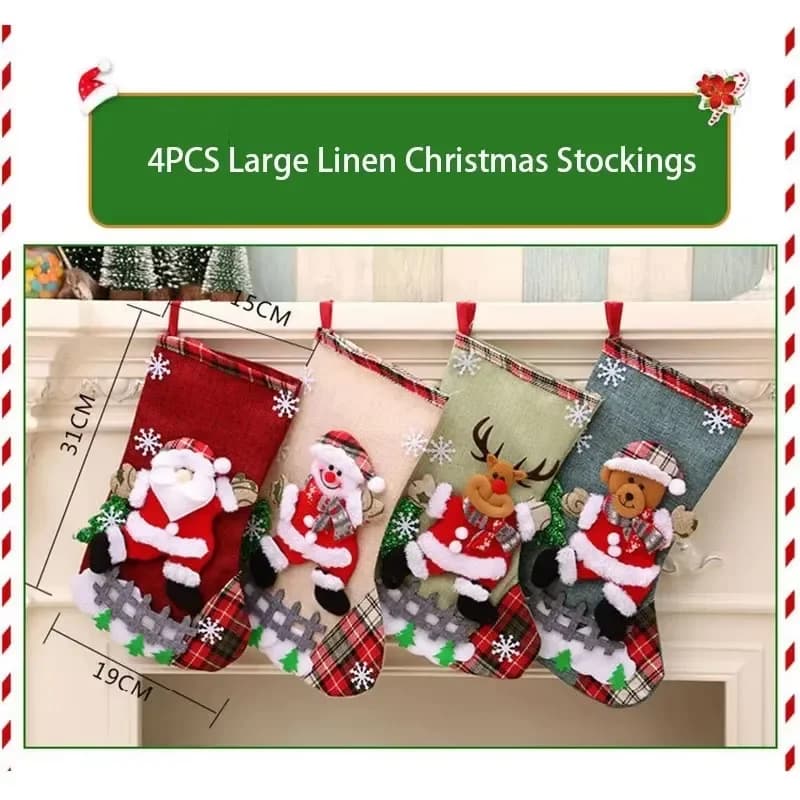 Christmas Stockings and Holiday Ornaments Set