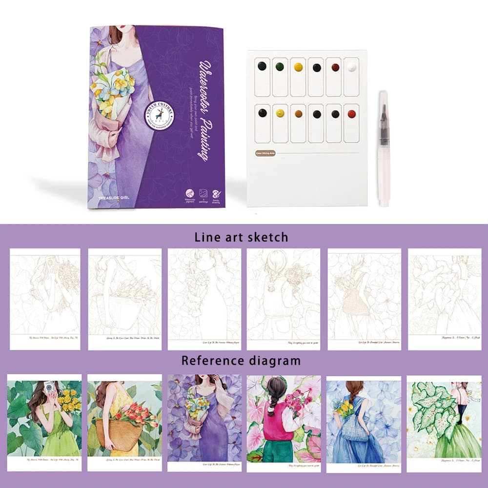 Watercolor Painting Set With Paper and Pen