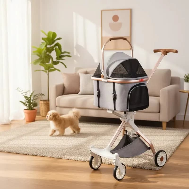 carrinho pet Pet Stroller for Small/Medium Dogs Cats Lightweight Foldable 4-Wheel Aluminum Oxford Fabric Cart Ventilated Detacha