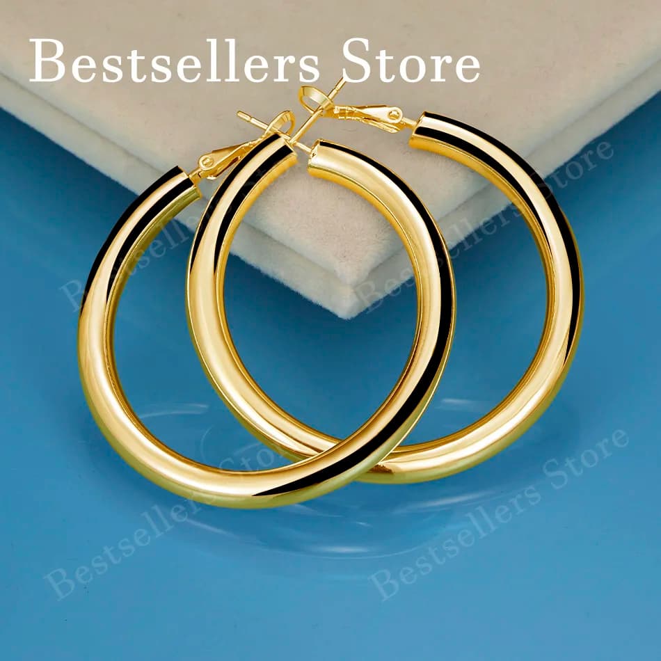 18K Gold-Plated Large Round Hoop Earrings