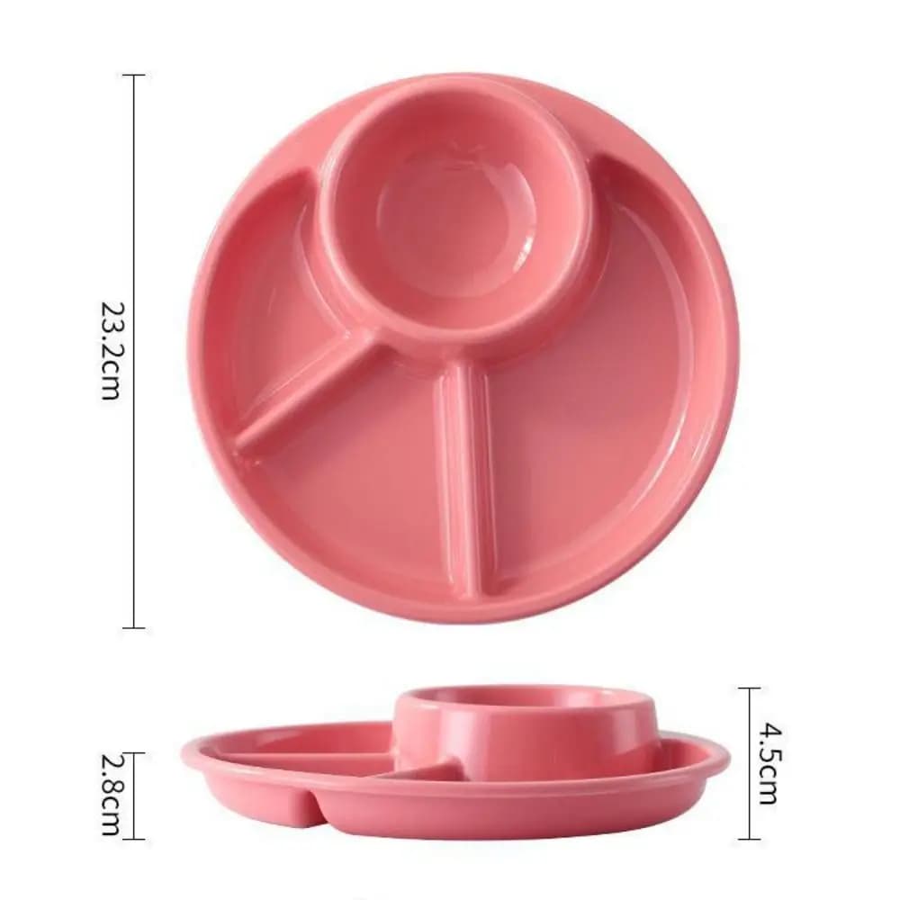 Round Divided Dinner Plate with 4 Compartments