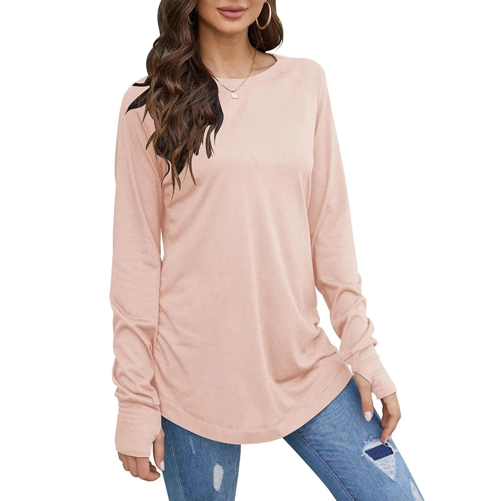 Women's Loose Long Sleeve Round Neck Top