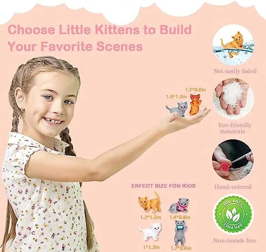 Children's Cat Toys Pretend Toys Cat Character Toy Set Children's Toys Interactive Cat Role Playing Realistic Cat Care Center