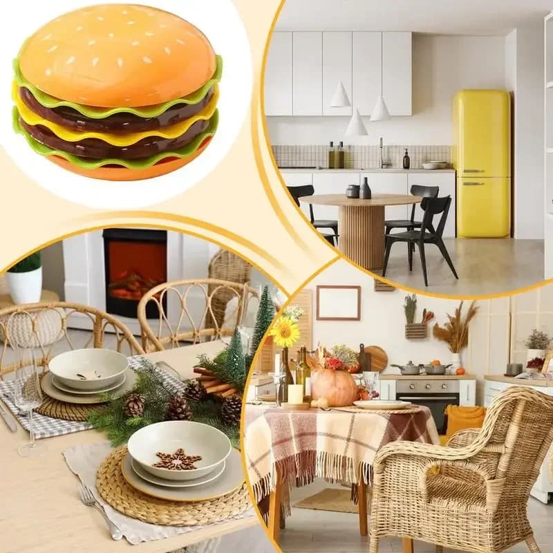 Stackable Hamburger Plate Set