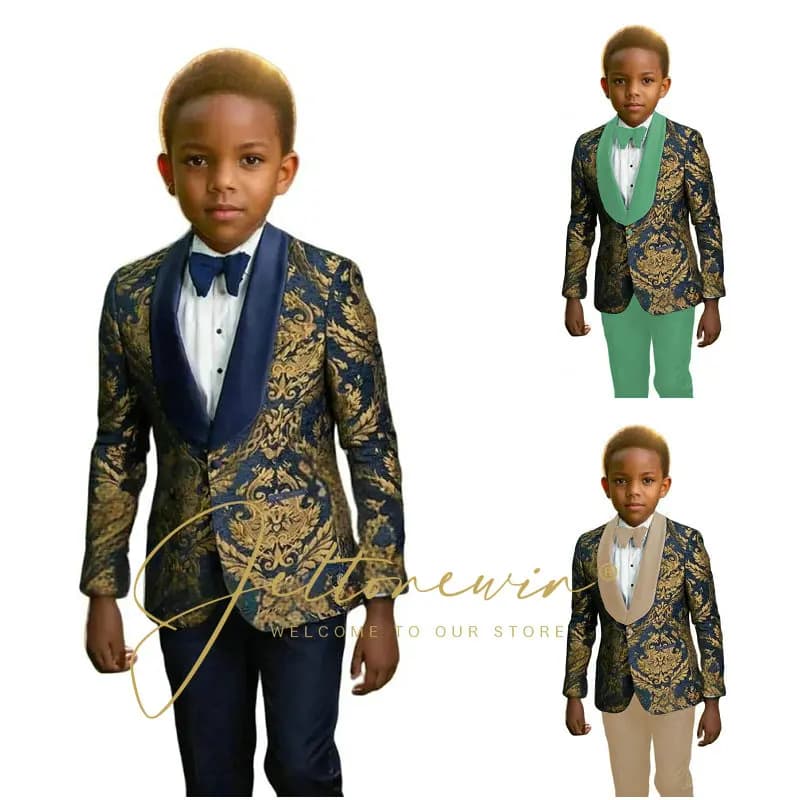 Navy Floral Boys Suit Set – 2 Pieces