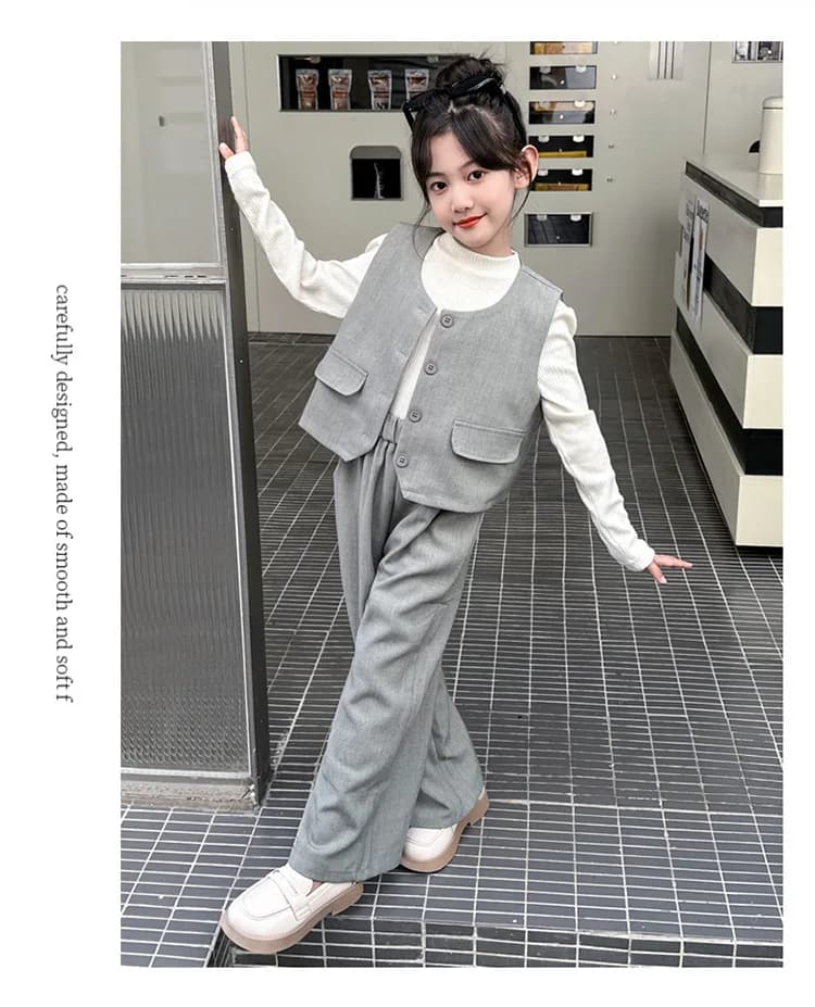 Girls Long Sleeve Spring Autumn 3-Piece Outfit Set