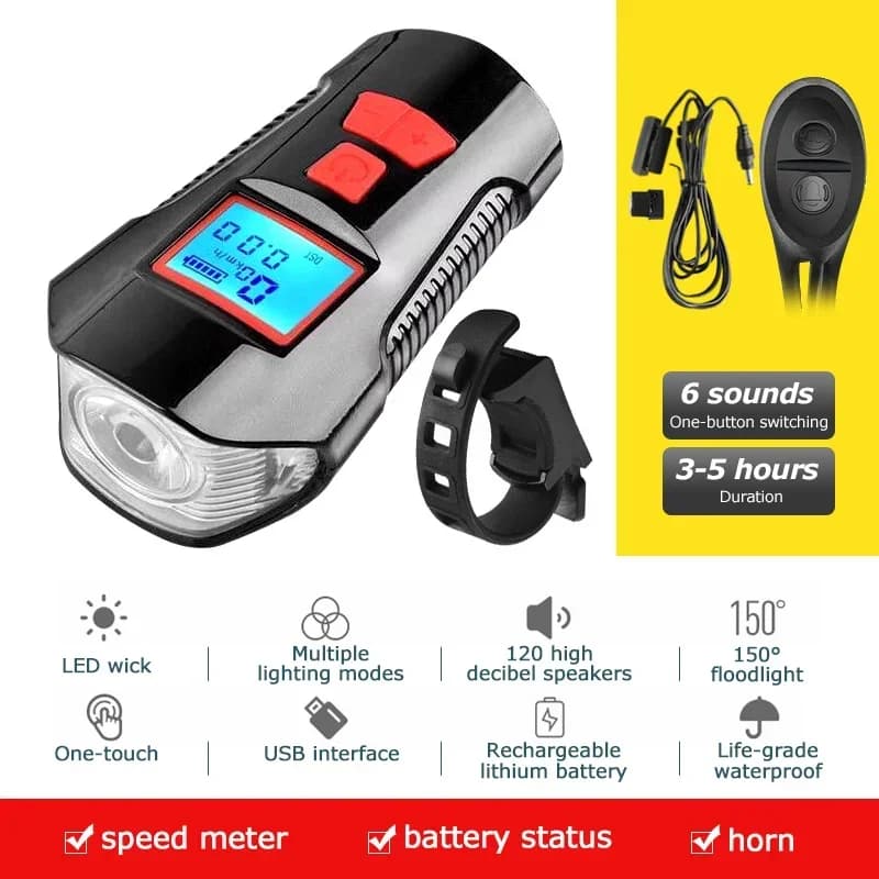 Bicycle Light Set With Horn and Speedometer