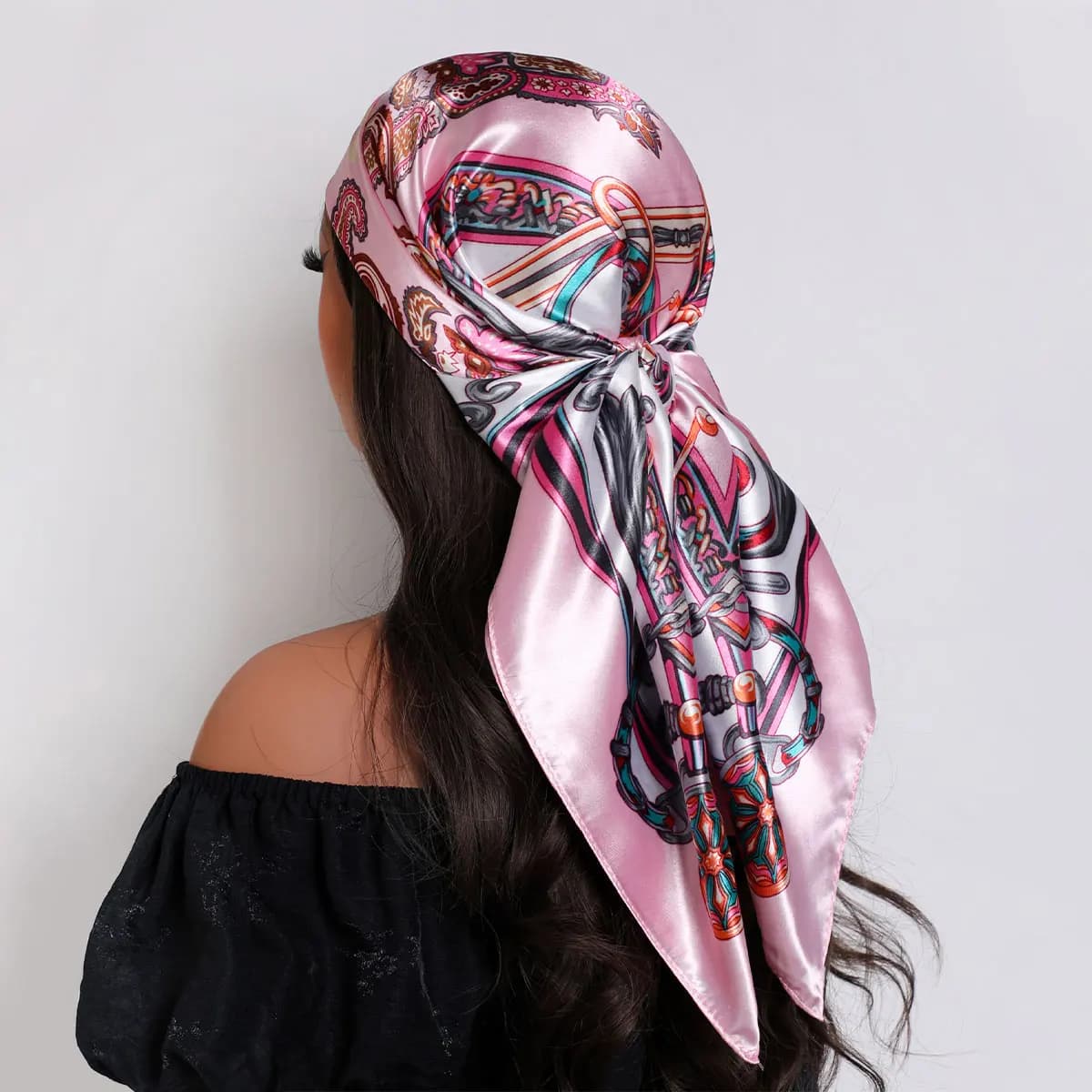 Head Scarf Women Luxury Brand Square Silk Foulard Satin Bandana Sun protection Soft Neckerchief Hijab Hair Scarves For Ladies