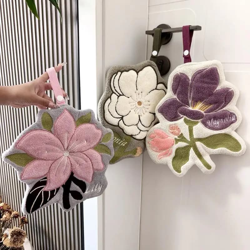 Microfiber Hand Towel with Floral Design