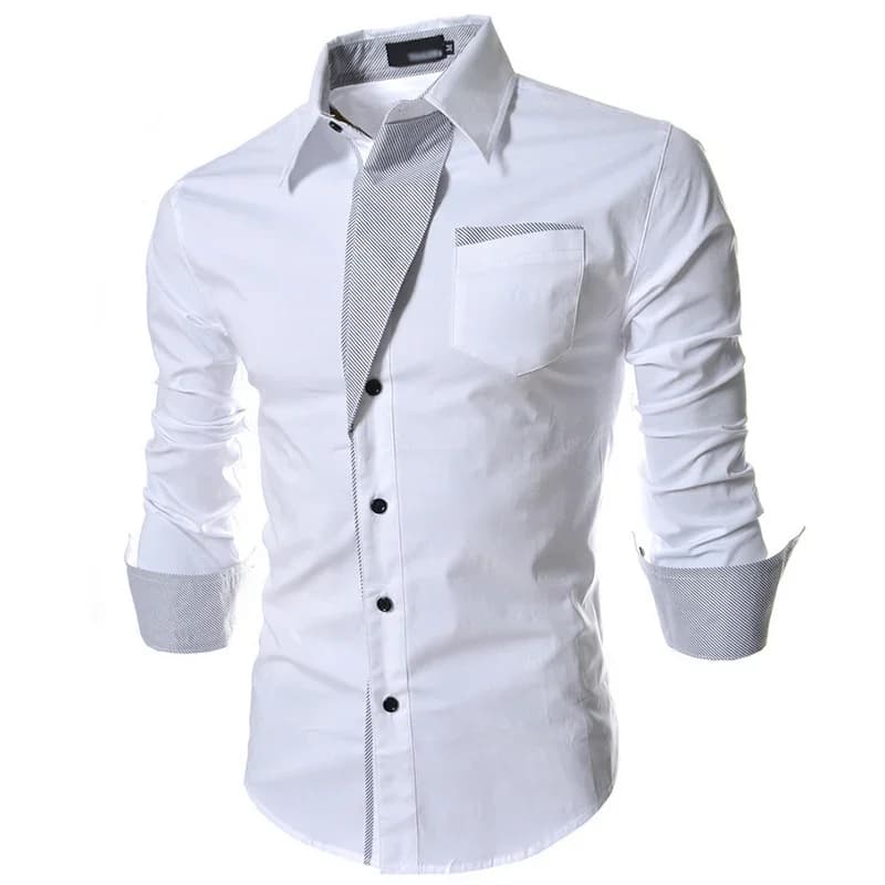Men's Slim-Fit Long Sleeve Business Shirt