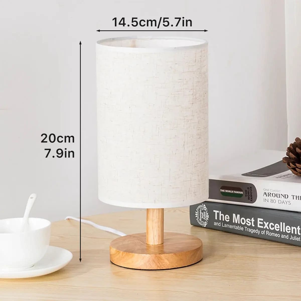 USB Wooden Bedside Lamp with Warm White Light