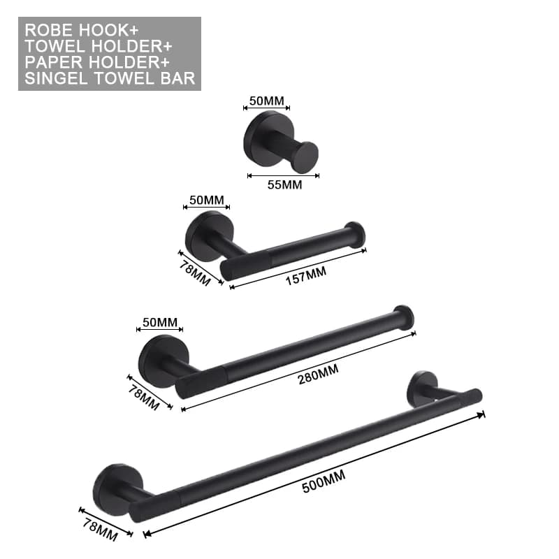 Bathroom Accessories Hardware Set Kit Towel Bar Wall Mount Toilet Paper Holder Hand Robe Hook Hanger Stainless Steel