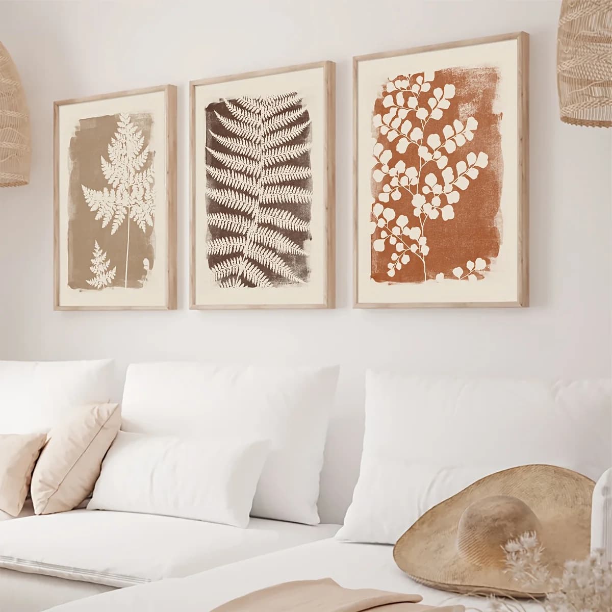 Minimalist Boho Fern Canvas Posters Set of 3