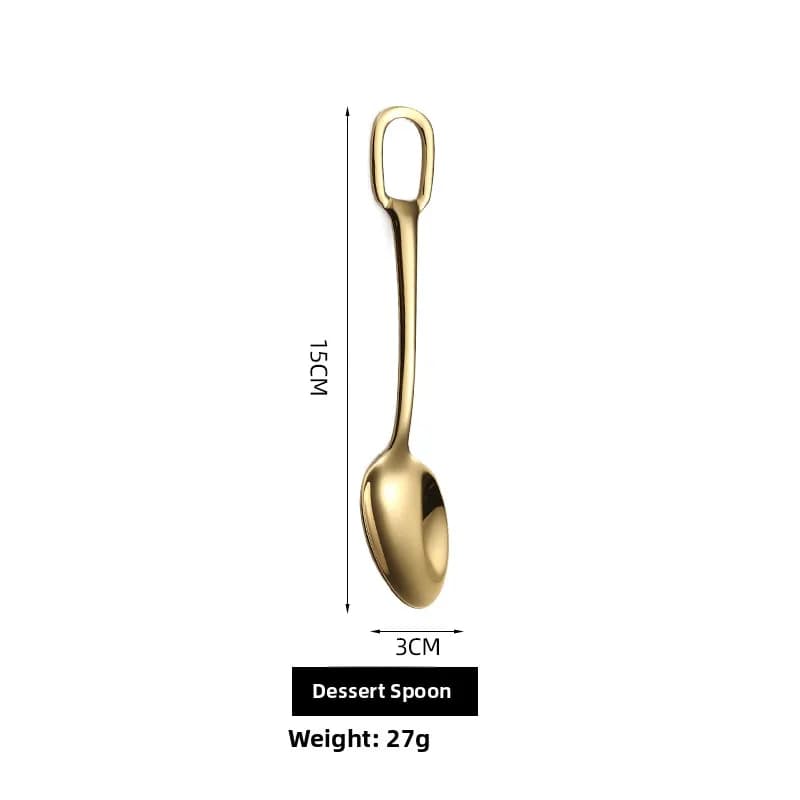Gold hanging hole dessert spoon