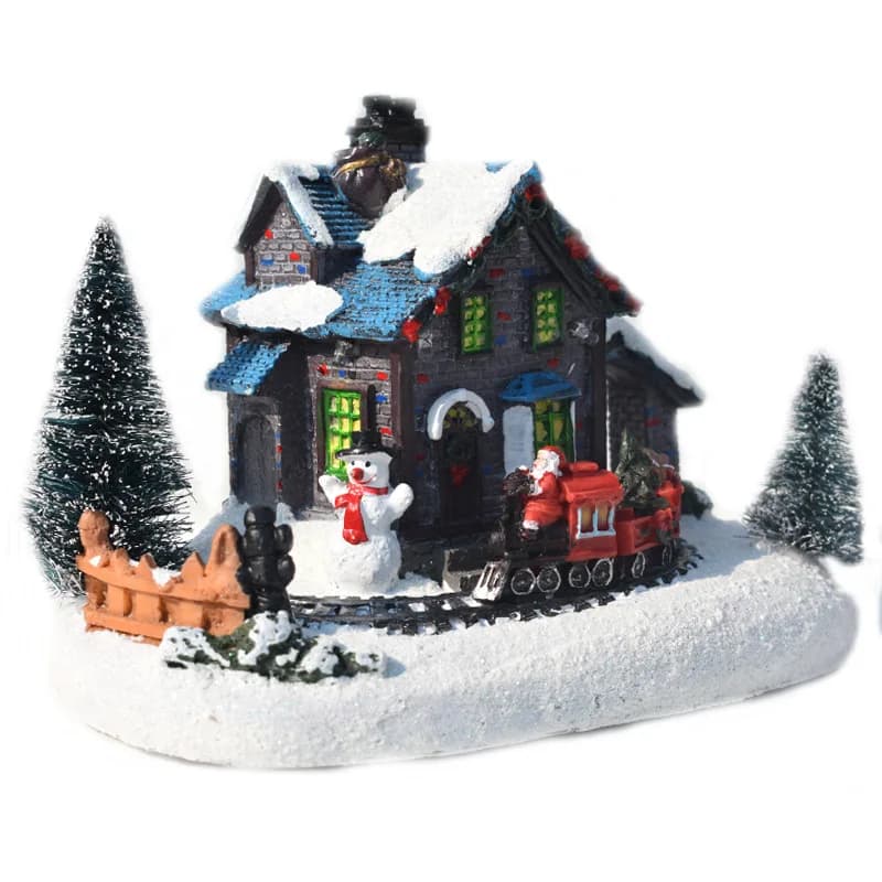 Christmas Decoration Santa Climbing Stairs Scene Music Box New Year Home Decoration Xmas Decor Gift for Kid