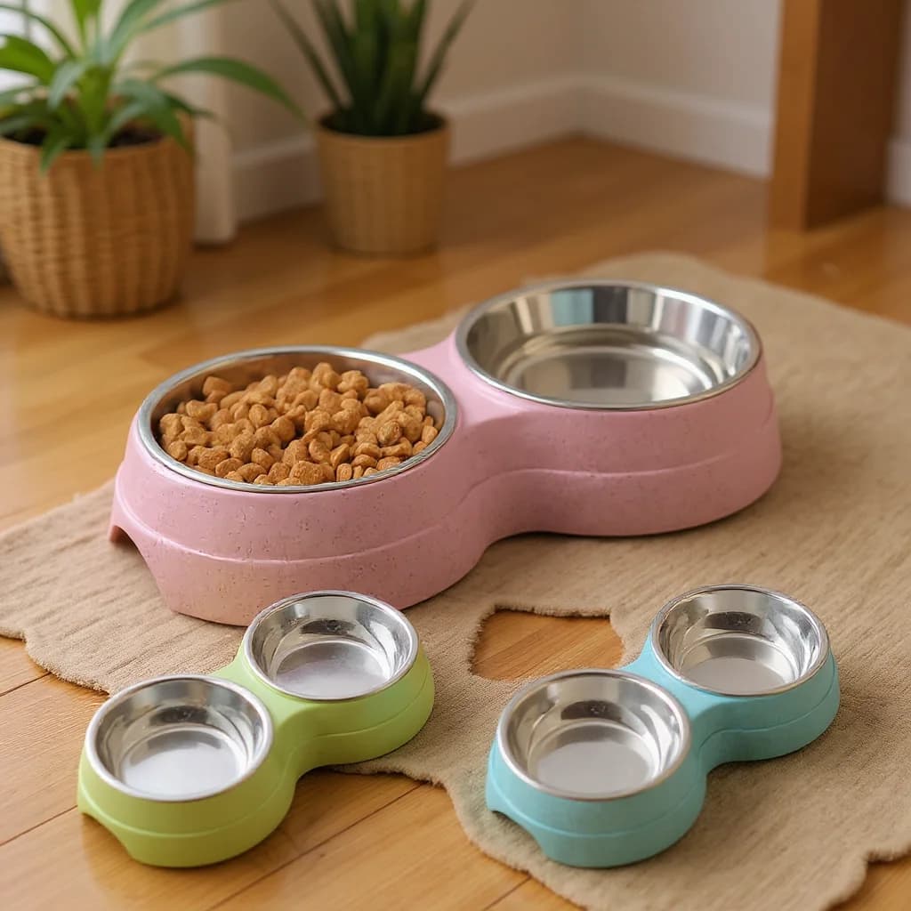 Stainless Steel Dual Pet Food and Water Bowls