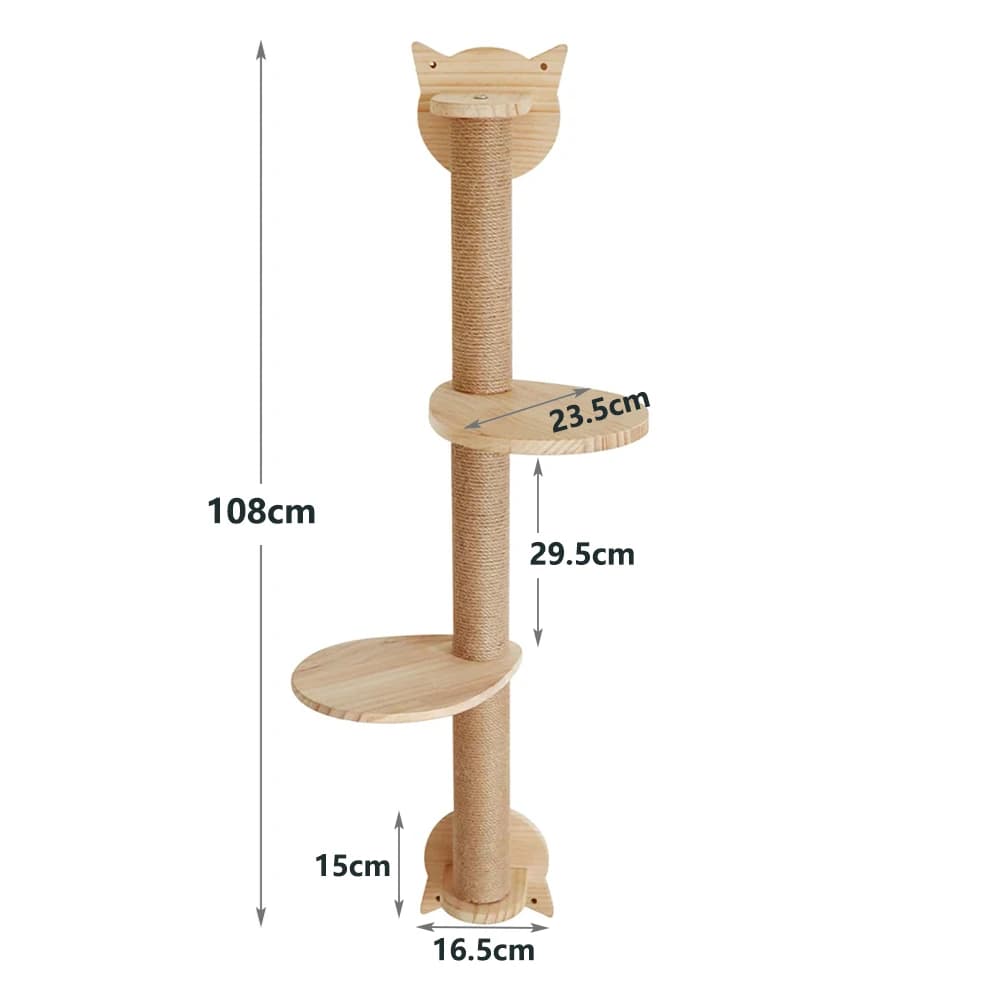 Wall Mounted Cat Scratching Tree with Perches