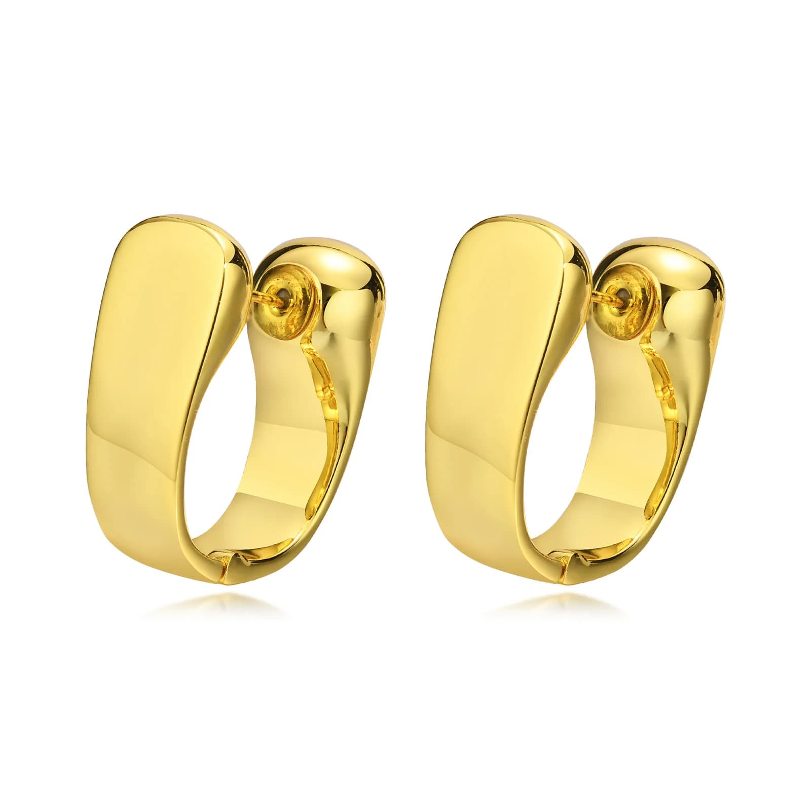 14K Gold Plated U-Shaped Hoop Huggie Earrings