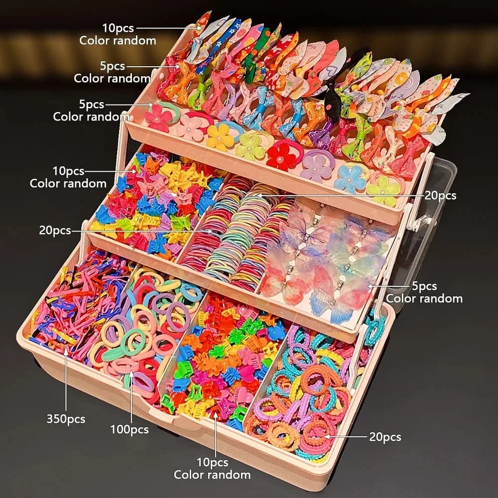 555 Sets of colorful Hair Accessories, Perfect for Girls’ Everyday Outfits and Festive Gatherings.
