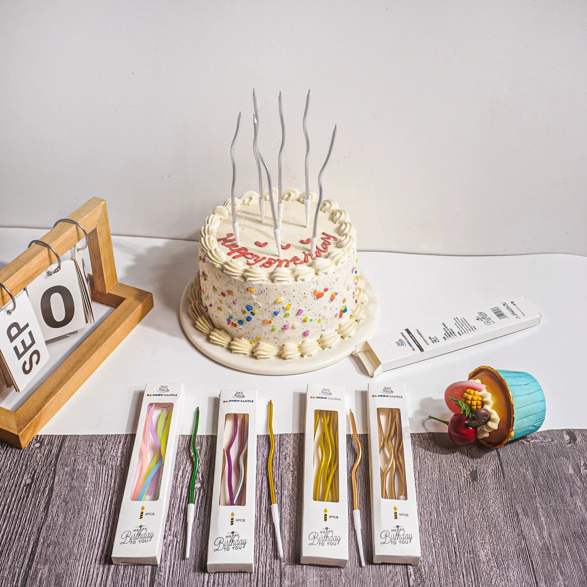 Metallic Twisted Cake Candles - Pack of 6