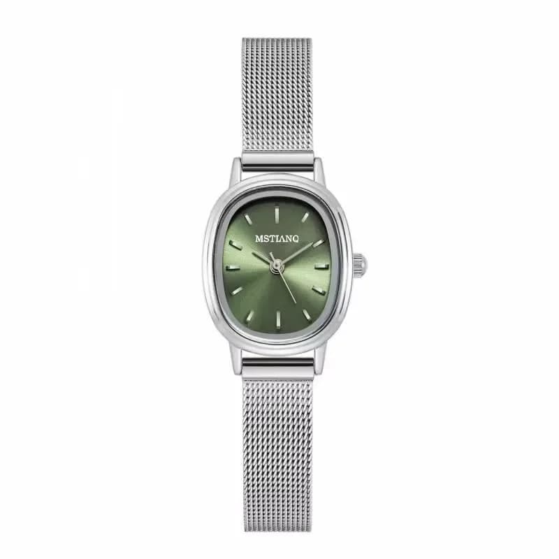 Small Oval Dial Green Watch Simple Stainless Steel Ladies Wristwatches Brand Women Luxury Gift Quartz Watch Dropshipping