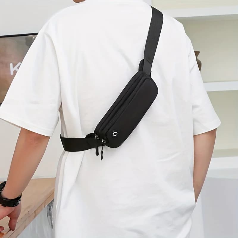 Sports Waist Pack for Men, Running Gear Phone Pouch,Mini Cycling Waterproof Crossbody Chest Bag, Double-Layer Storage Waist Bag