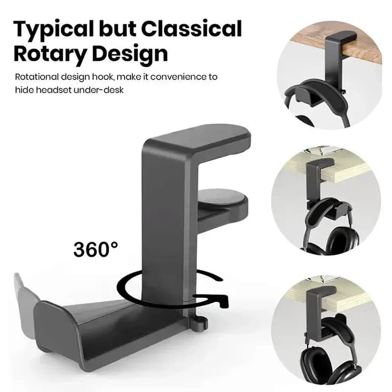 Rotating Desk Headphone Holder with Clamp