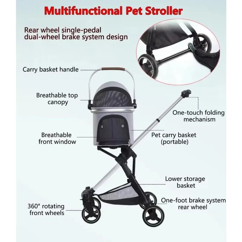Pet Stroller for Small Dogs Cats Foldable