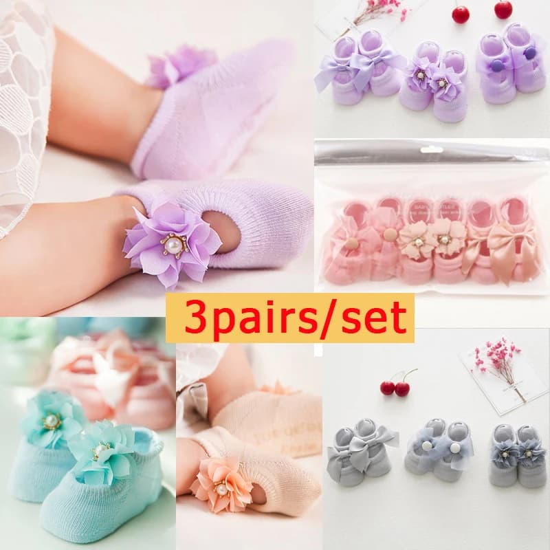 Baby Cotton Anti-Slip Socks with Bow Details