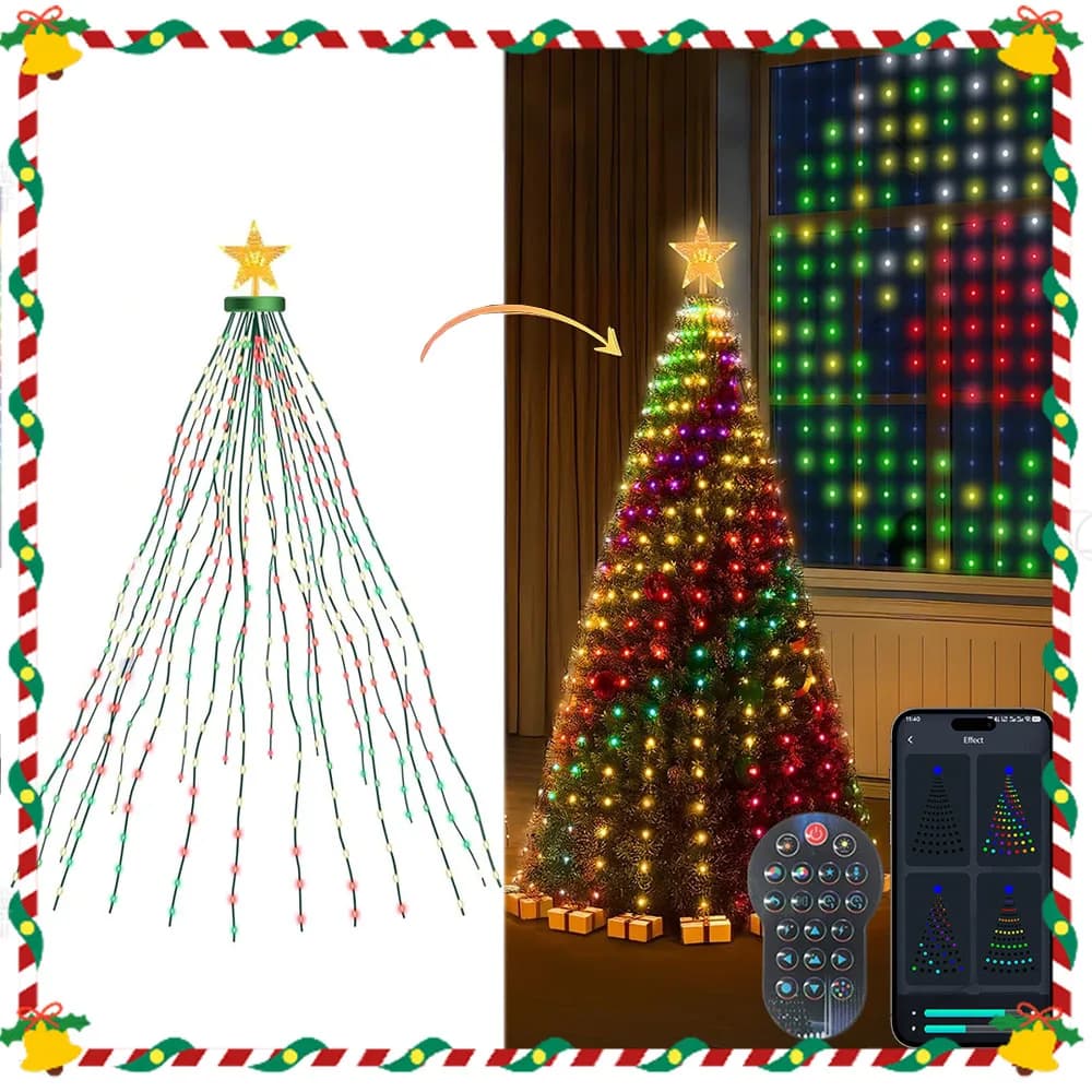 Smart RGBIC Christmas Tree Lights with Star Topper