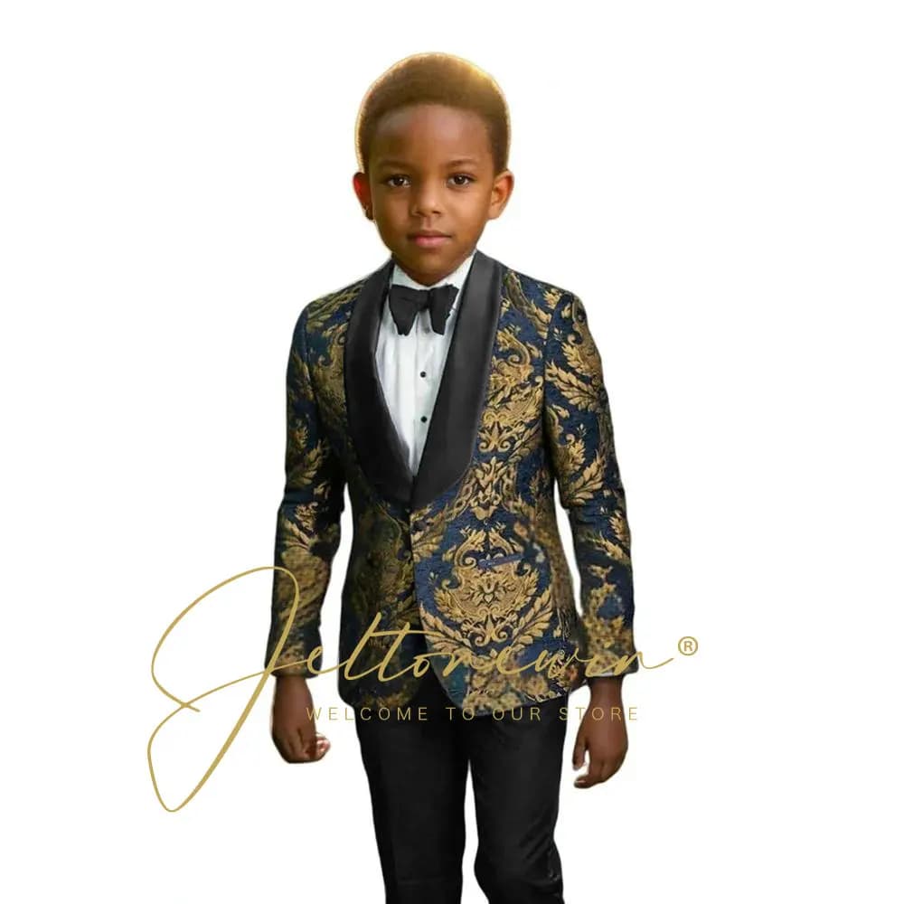 Navy Floral Boys Suit Set – 2 Pieces