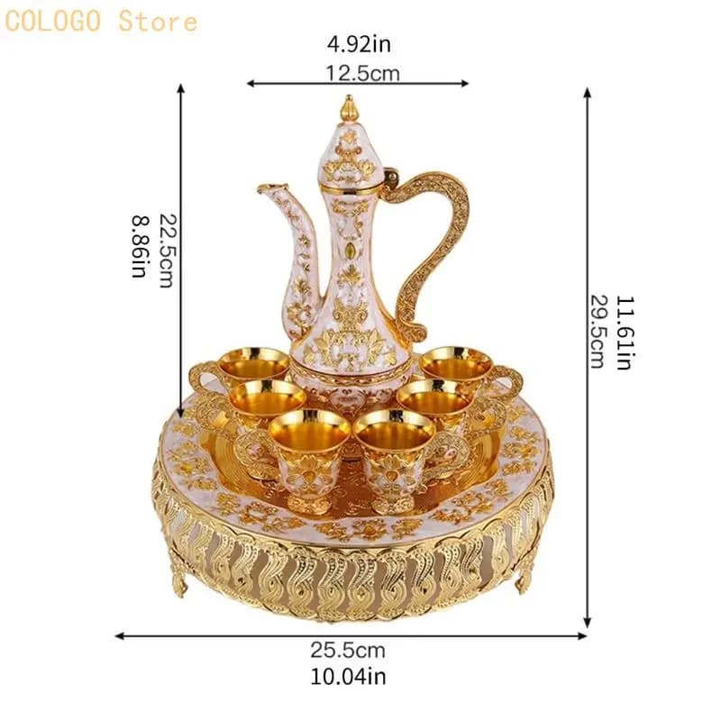 European Metal Barware Set with Decanter and Tray